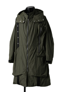 画像をギャラリービューアに読み込む, A.F ARTEFACT HOODIE LONG ZIP COAT with DETACHABLE POCKET POUCH (KHAKI)
