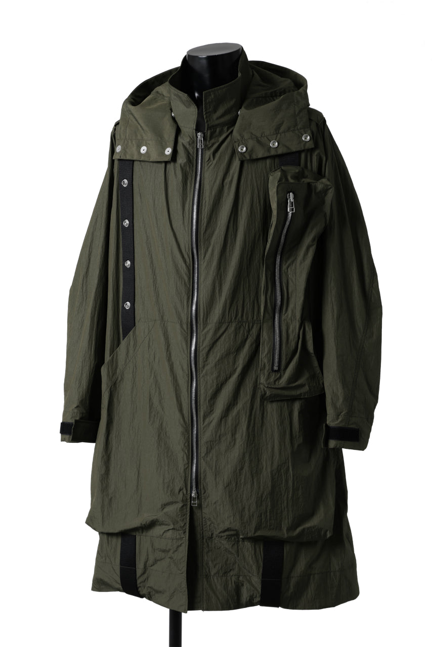 画像をギャラリービューアに読み込む, A.F ARTEFACT HOODIE LONG ZIP COAT with DETACHABLE POCKET POUCH (KHAKI)