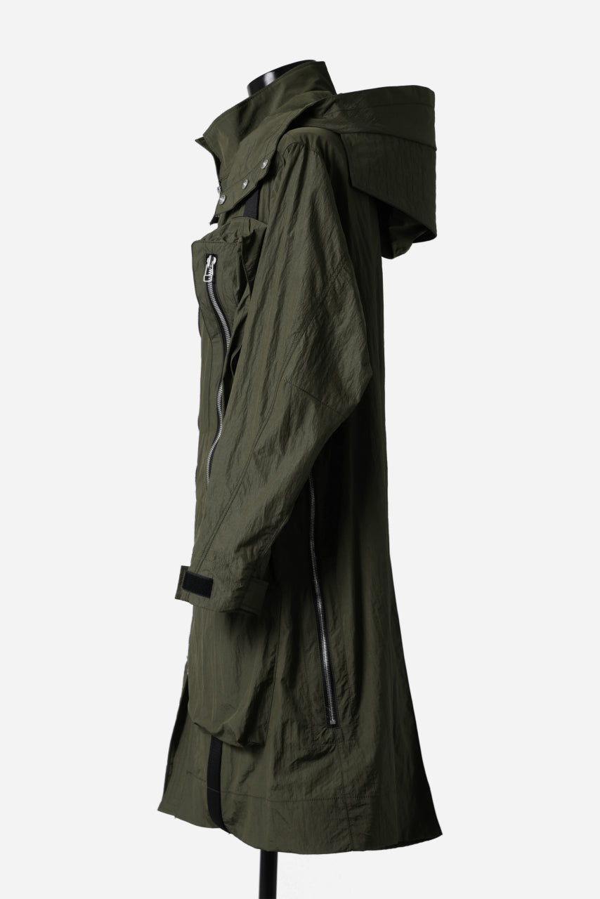 画像をギャラリービューアに読み込む, A.F ARTEFACT HOODIE LONG ZIP COAT with DETACHABLE POCKET POUCH (KHAKI)