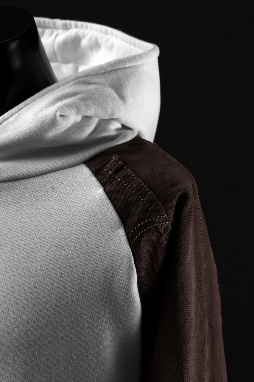 画像をギャラリービューアに読み込む, MASSIMO SABBADIN exclusive HOODY wt. HAND DYED VINTAGE DENIM SLEEVE (white)