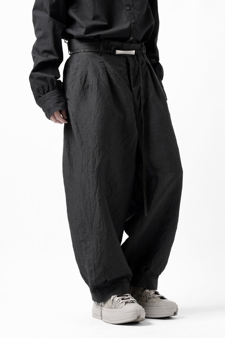 画像をギャラリービューアに読み込む, KLASICA GOSSE TWO TUCKED TROUSERS / SUMMER CHAMBRAY WOOL-LINEN (SHADOW)
