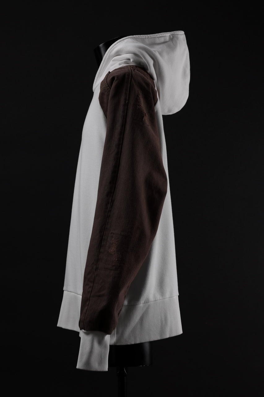 画像をギャラリービューアに読み込む, MASSIMO SABBADIN exclusive HOODY wt. HAND DYED VINTAGE DENIM SLEEVE (white)