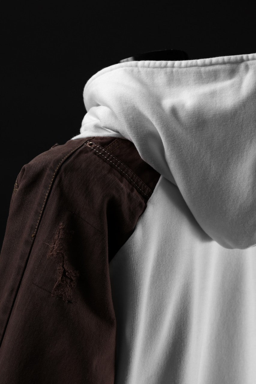 画像をギャラリービューアに読み込む, MASSIMO SABBADIN exclusive HOODY wt. HAND DYED VINTAGE DENIM SLEEVE (white)