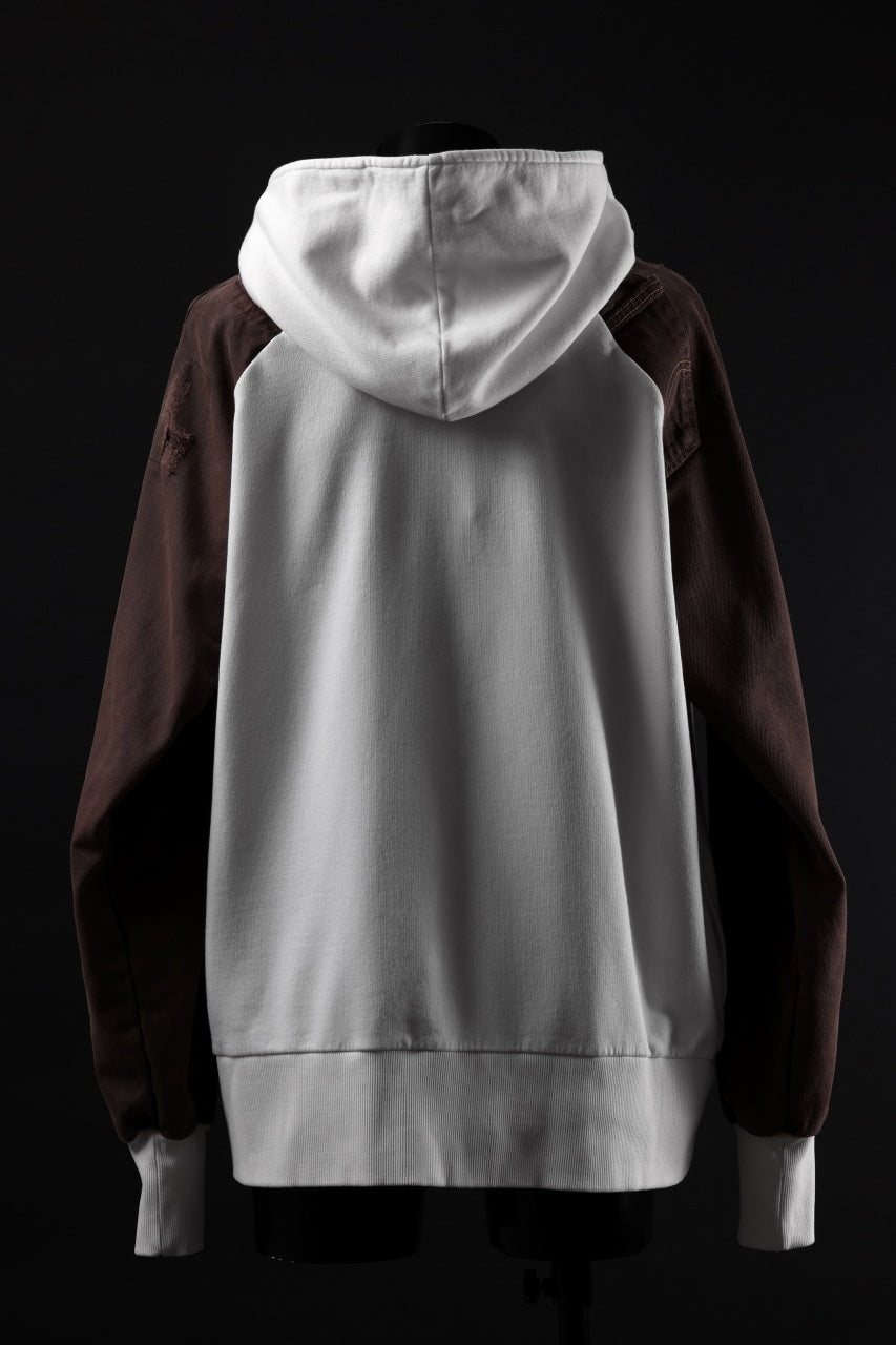 画像をギャラリービューアに読み込む, MASSIMO SABBADIN exclusive HOODY wt. HAND DYED VINTAGE DENIM SLEEVE (white)