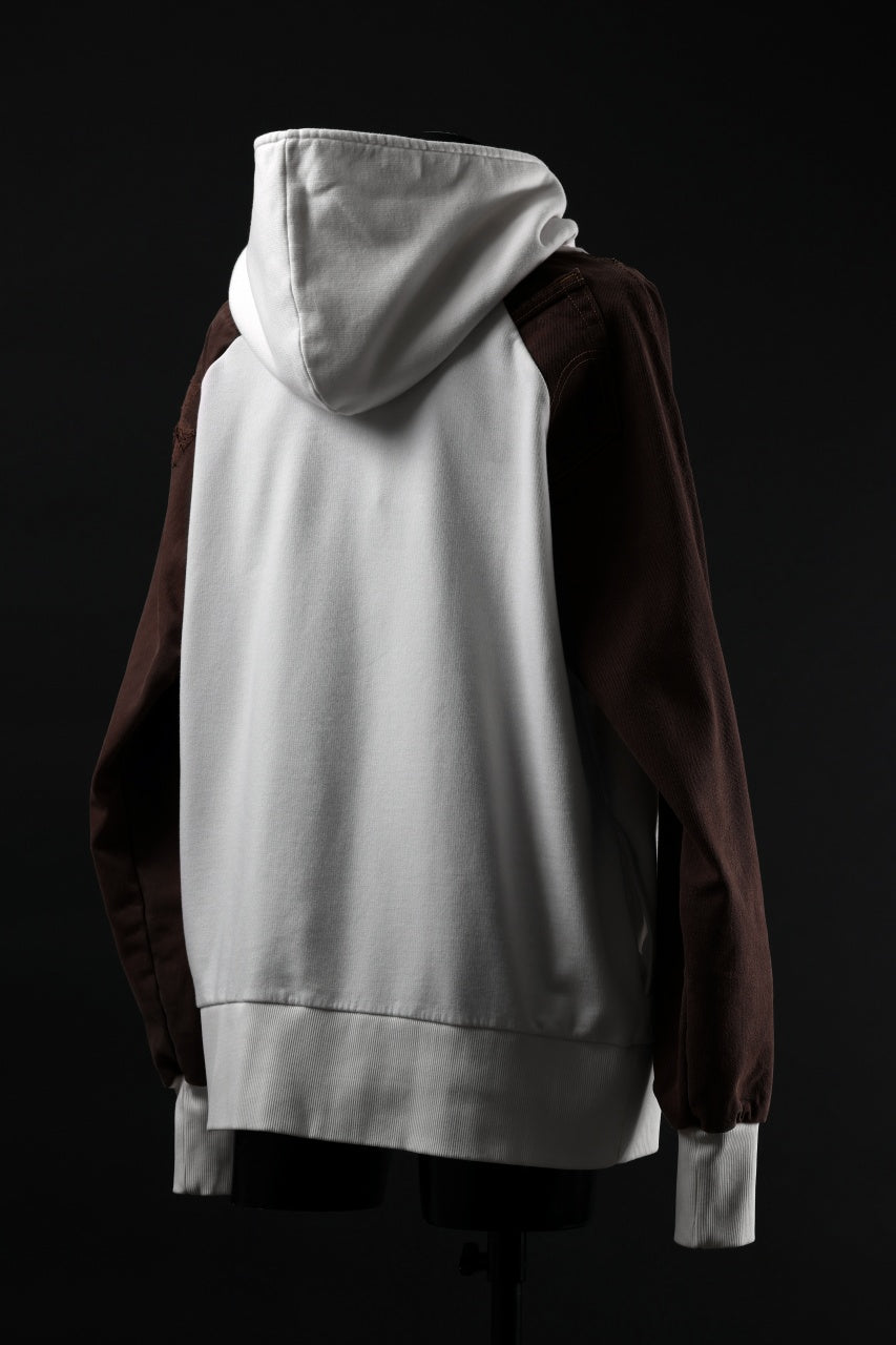 画像をギャラリービューアに読み込む, MASSIMO SABBADIN exclusive HOODY wt. HAND DYED VINTAGE DENIM SLEEVE (white)