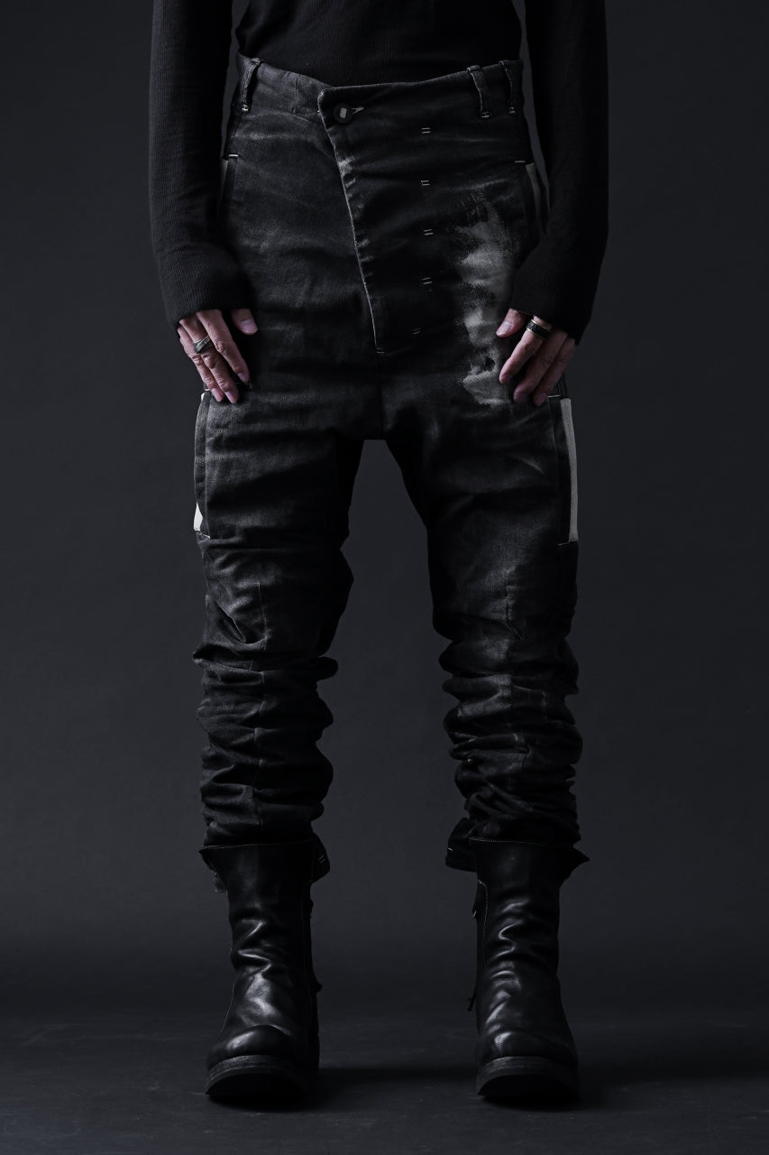 画像をギャラリービューアに読み込む, BORIS BIDJAN SABERI DROP CROTCH PANTS / STONE WASHED &amp; USED EFFECT &amp; BODY MOLDED &quot;P24-F1603K&quot; (BLACK DENIM)