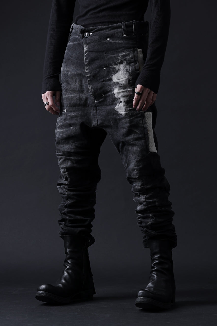 画像をギャラリービューアに読み込む, BORIS BIDJAN SABERI DROP CROTCH PANTS / STONE WASHED &amp; USED EFFECT &amp; BODY MOLDED &quot;P24-F1603K&quot; (BLACK DENIM)