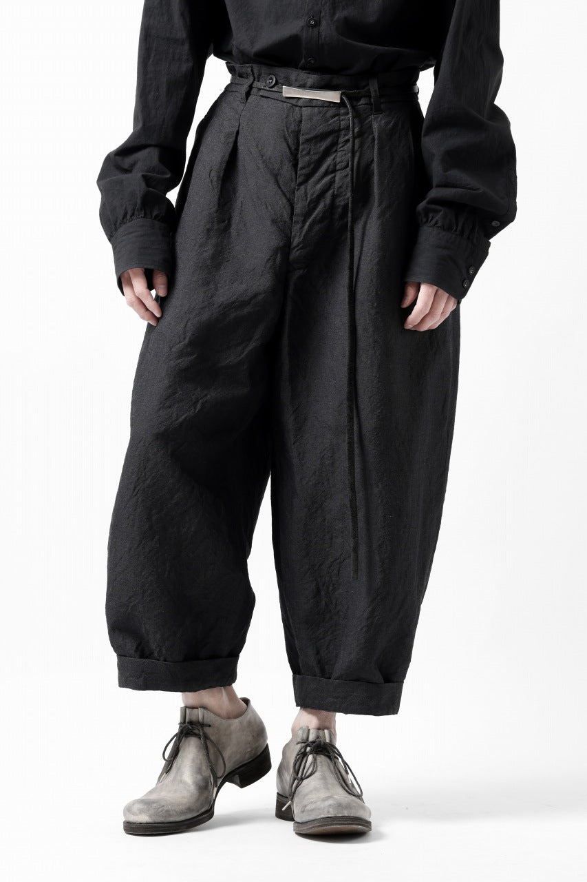 画像をギャラリービューアに読み込む, KLASICA GOSSE TWO TUCKED TROUSERS / SUMMER CHAMBRAY WOOL-LINEN (SHADOW)