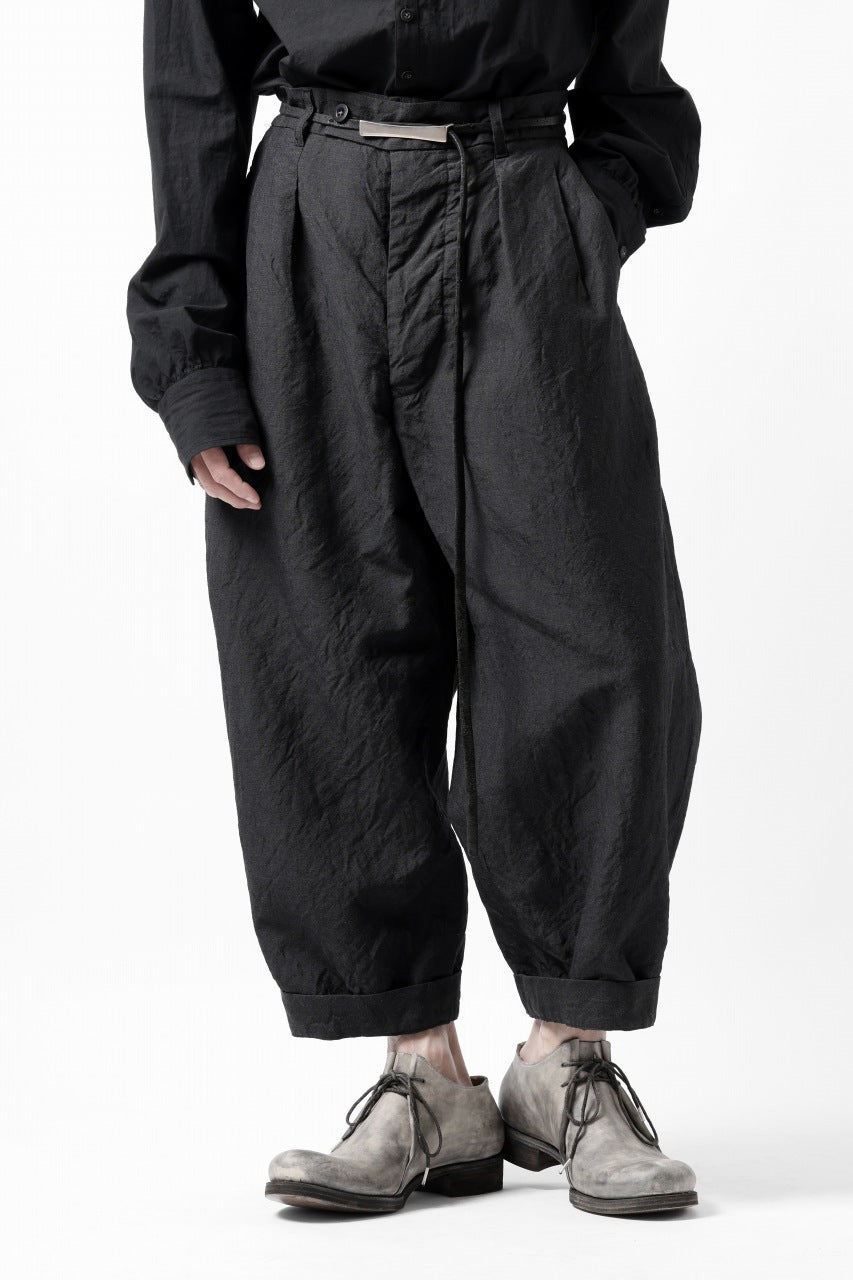 画像をギャラリービューアに読み込む, KLASICA GOSSE TWO TUCKED TROUSERS / SUMMER CHAMBRAY WOOL-LINEN (SHADOW)