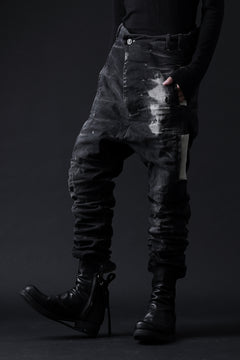 画像をギャラリービューアに読み込む, BORIS BIDJAN SABERI DROP CROTCH PANTS / STONE WASHED & USED EFFECT & BODY MOLDED "P24-F1603K" (BLACK DENIM)