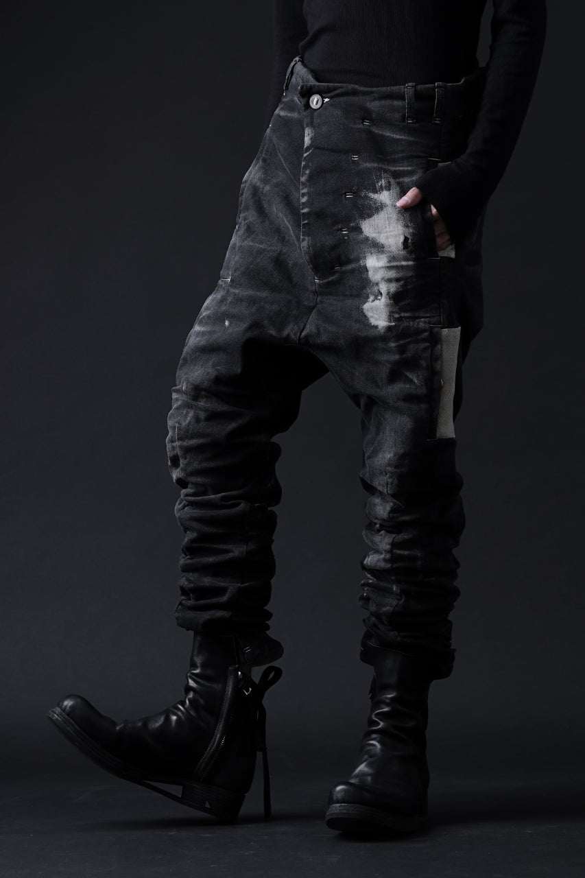 画像をギャラリービューアに読み込む, BORIS BIDJAN SABERI DROP CROTCH PANTS / STONE WASHED &amp; USED EFFECT &amp; BODY MOLDED &quot;P24-F1603K&quot; (BLACK DENIM)