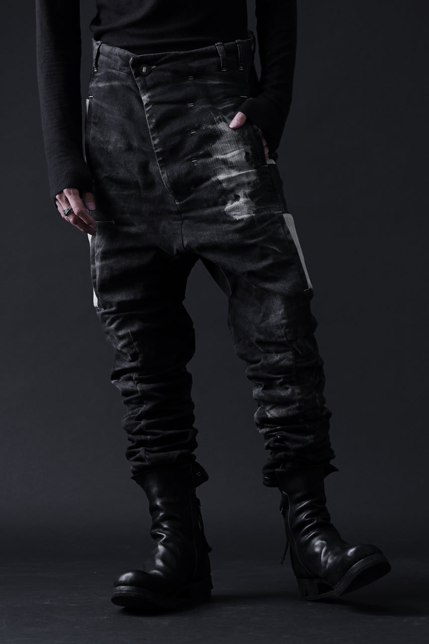 画像をギャラリービューアに読み込む, BORIS BIDJAN SABERI DROP CROTCH PANTS / STONE WASHED &amp; USED EFFECT &amp; BODY MOLDED &quot;P24-F1603K&quot; (BLACK DENIM)