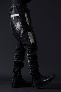 画像をギャラリービューアに読み込む, BORIS BIDJAN SABERI DROP CROTCH PANTS / STONE WASHED & USED EFFECT & BODY MOLDED "P24-F1603K" (BLACK DENIM)