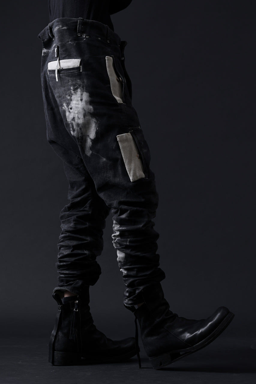 画像をギャラリービューアに読み込む, BORIS BIDJAN SABERI DROP CROTCH PANTS / STONE WASHED & USED EFFECT & BODY MOLDED "P24-F1603K" (BLACK DENIM)