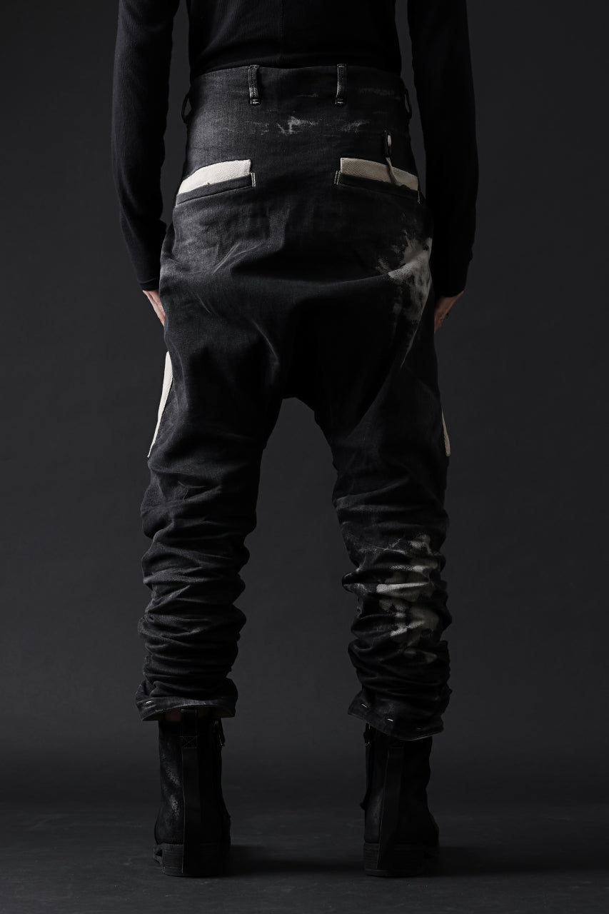 画像をギャラリービューアに読み込む, BORIS BIDJAN SABERI DROP CROTCH PANTS / STONE WASHED &amp; USED EFFECT &amp; BODY MOLDED &quot;P24-F1603K&quot; (BLACK DENIM)