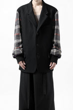 画像をギャラリービューアに読み込む, Y&#39;s BANG ON! No.176 2 STEP RIB JACKET /  WOOL MELTON SMOOTH + CHECKED JACQUARD (BLACK)