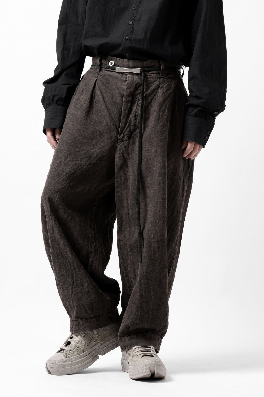 画像をギャラリービューアに読み込む, KLASICA GOSSE TWO TUCKED TROUSERS / GARMENT DYED BROKEN HERRING BONE (CINAMON)