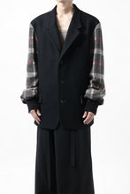 画像をギャラリービューアに読み込む, Y&#39;s BANG ON! No.176 2 STEP RIB JACKET /  WOOL MELTON SMOOTH + CHECKED JACQUARD (BLACK)