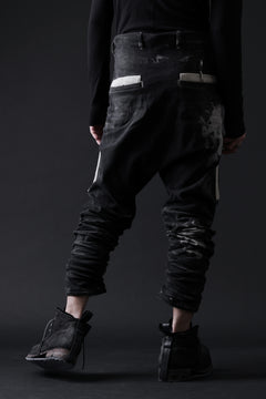 画像をギャラリービューアに読み込む, BORIS BIDJAN SABERI DROP CROTCH PANTS / STONE WASHED & USED EFFECT & BODY MOLDED "P24-F1603K" (BLACK DENIM)