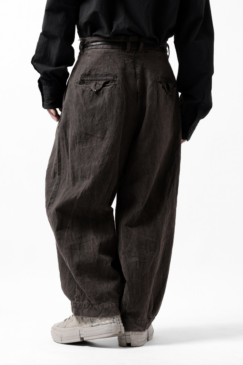画像をギャラリービューアに読み込む, KLASICA GOSSE TWO TUCKED TROUSERS / GARMENT DYED BROKEN HERRING BONE (CINAMON)