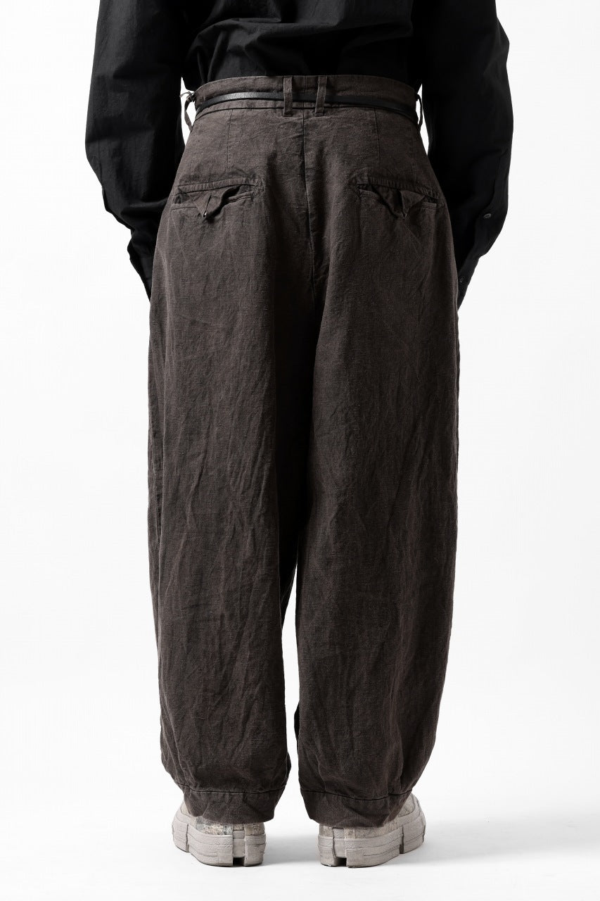 画像をギャラリービューアに読み込む, KLASICA GOSSE TWO TUCKED TROUSERS / GARMENT DYED BROKEN HERRING BONE (CINAMON)