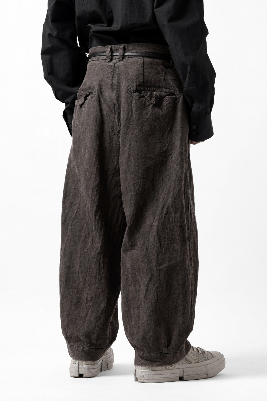 画像をギャラリービューアに読み込む, KLASICA GOSSE TWO TUCKED TROUSERS / GARMENT DYED BROKEN HERRING BONE (CINAMON)