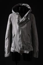 Load image into Gallery viewer, ISAMU KATAYAMA BACKLASH HOODED RIDERS JACKET / NATURAL DYED & GARMENT WASHED JP CALF (WHITE)