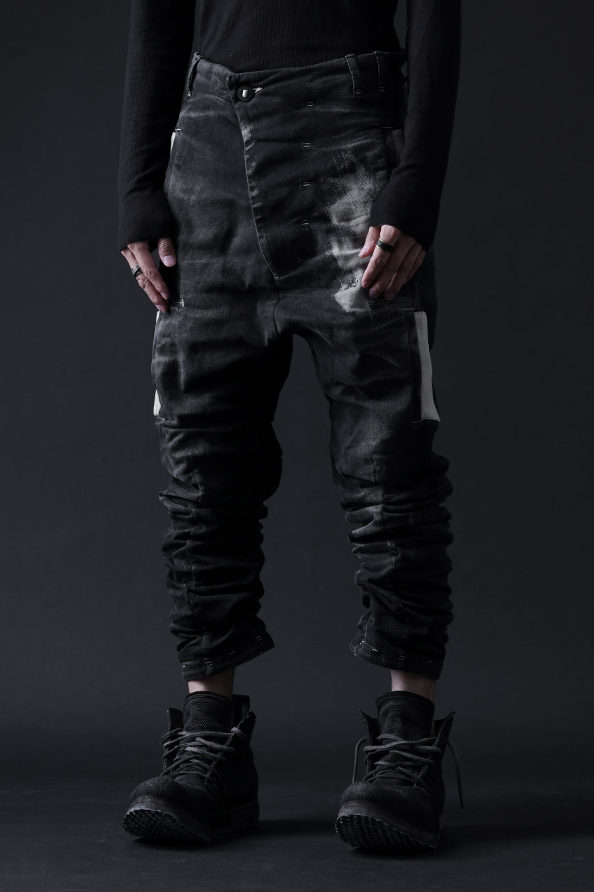 画像をギャラリービューアに読み込む, BORIS BIDJAN SABERI DROP CROTCH PANTS / STONE WASHED &amp; USED EFFECT &amp; BODY MOLDED &quot;P24-F1603K&quot; (BLACK DENIM)