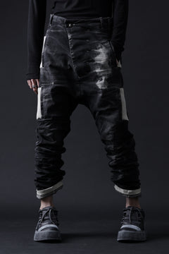 画像をギャラリービューアに読み込む, BORIS BIDJAN SABERI DROP CROTCH PANTS / STONE WASHED & USED EFFECT & BODY MOLDED "P24-F1603K" (BLACK DENIM)