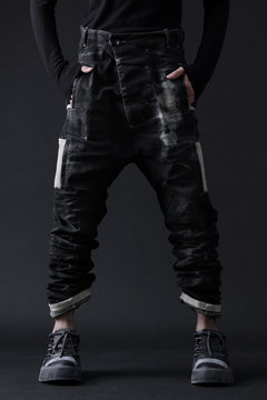 画像をギャラリービューアに読み込む, BORIS BIDJAN SABERI DROP CROTCH PANTS / STONE WASHED & USED EFFECT & BODY MOLDED "P24-F1603K" (BLACK DENIM)
