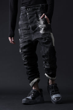 画像をギャラリービューアに読み込む, BORIS BIDJAN SABERI DROP CROTCH PANTS / STONE WASHED &amp; USED EFFECT &amp; BODY MOLDED &quot;P24-F1603K&quot; (BLACK DENIM)