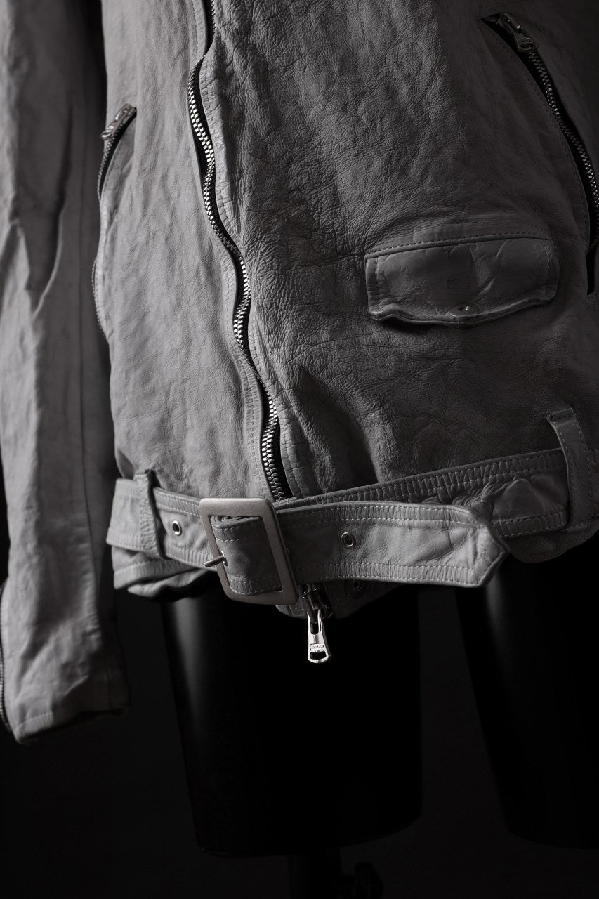 Load image into Gallery viewer, ISAMU KATAYAMA BACKLASH HOODED RIDERS JACKET / NATURAL DYED & GARMENT WASHED JP CALF (WHITE)