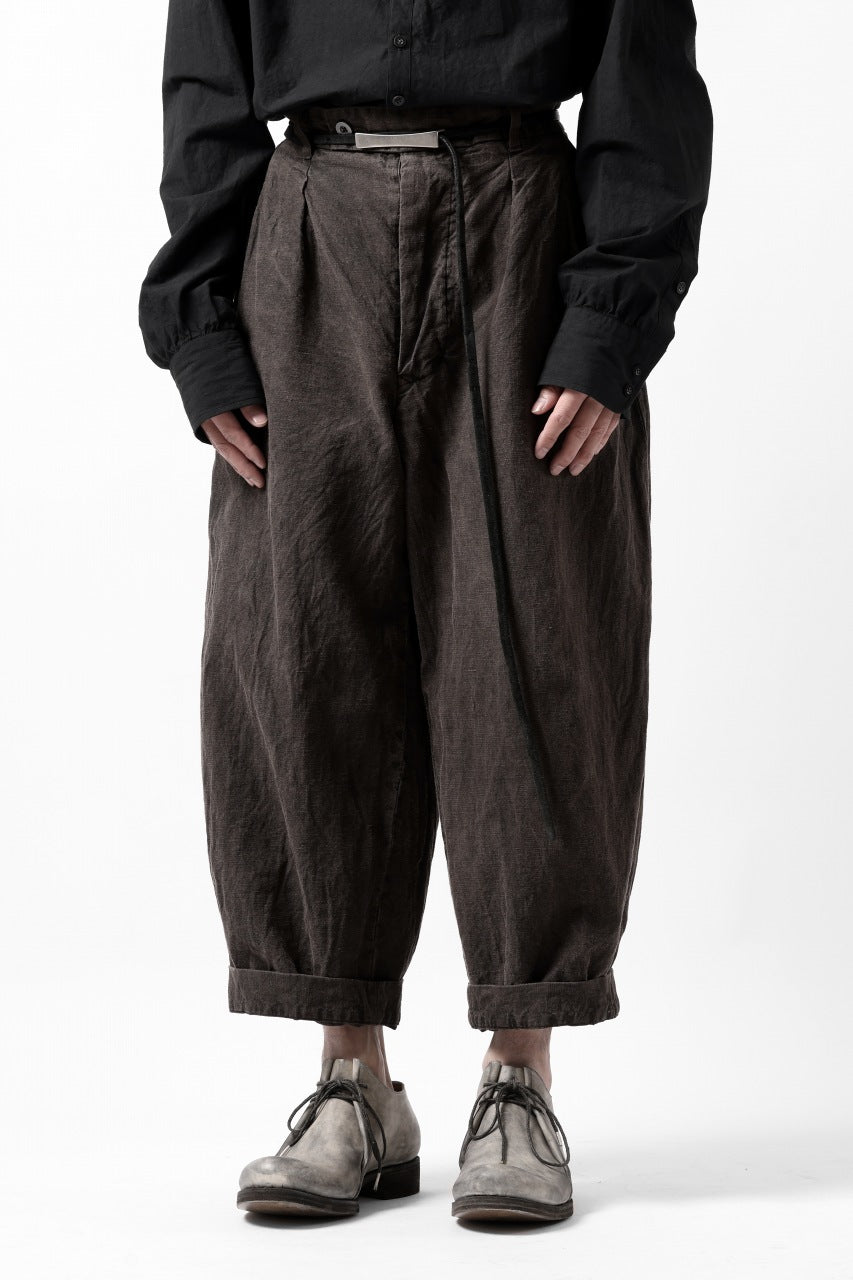 画像をギャラリービューアに読み込む, KLASICA GOSSE TWO TUCKED TROUSERS / GARMENT DYED BROKEN HERRING BONE (CINAMON)