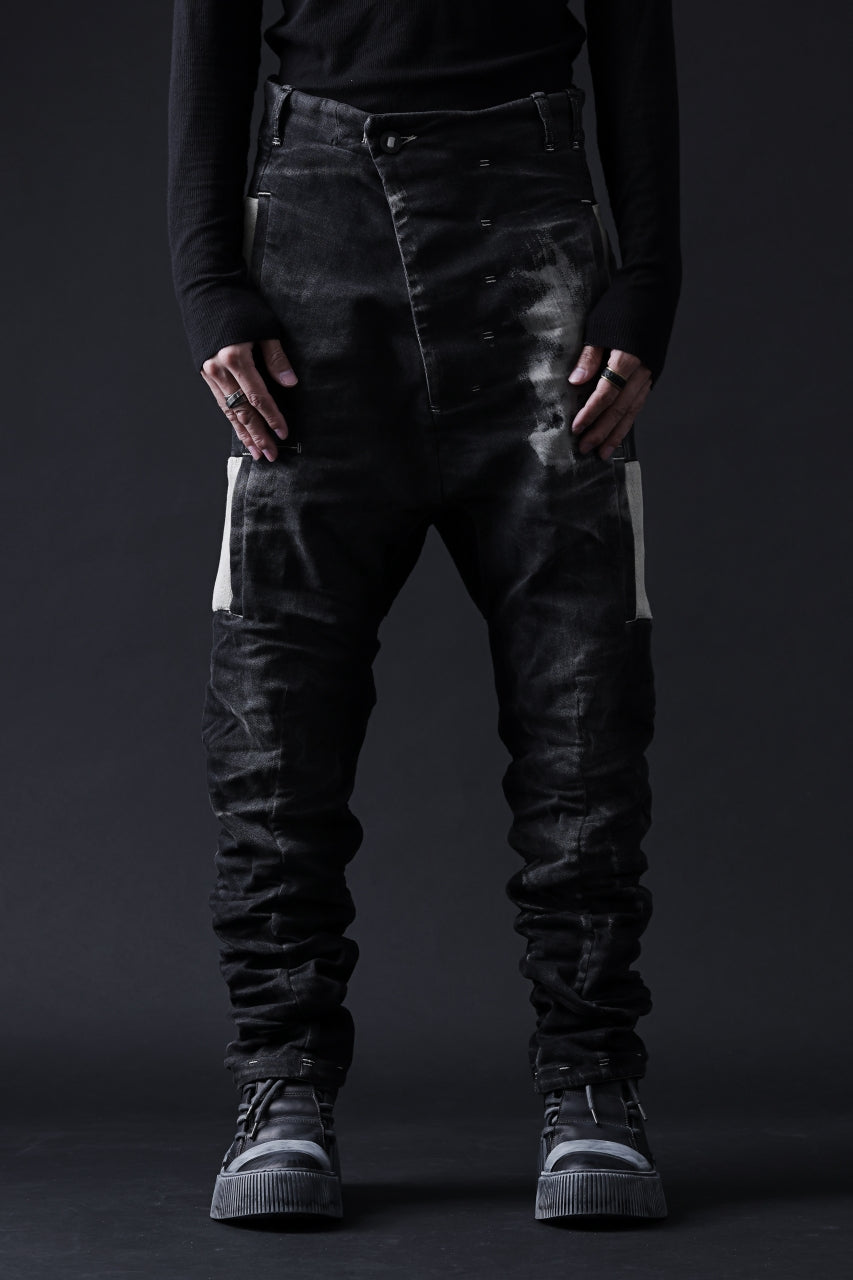 画像をギャラリービューアに読み込む, BORIS BIDJAN SABERI DROP CROTCH PANTS / STONE WASHED &amp; USED EFFECT &amp; BODY MOLDED &quot;P24-F1603K&quot; (BLACK DENIM)