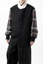 Load image into Gallery viewer, Y's BANG ON! No.176 2 STEP RIB JACKET /  WOOL MELTON SMOOTH + CHECKED JACQUARD (BLACK)