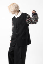 Load image into Gallery viewer, Y's BANG ON! No.176 2 STEP RIB JACKET /  WOOL MELTON SMOOTH + CHECKED JACQUARD (BLACK)