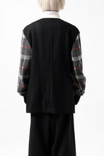 Load image into Gallery viewer, Y's BANG ON! No.176 2 STEP RIB JACKET /  WOOL MELTON SMOOTH + CHECKED JACQUARD (BLACK)