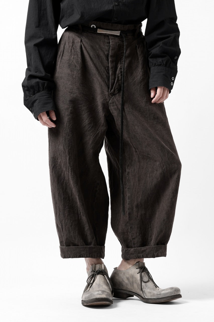 画像をギャラリービューアに読み込む, KLASICA GOSSE TWO TUCKED TROUSERS / GARMENT DYED BROKEN HERRING BONE (CINAMON)