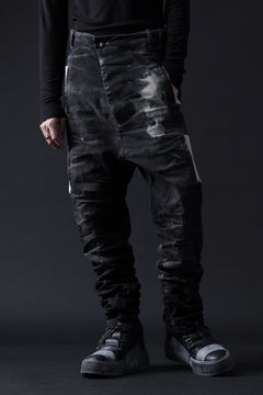 画像をギャラリービューアに読み込む, BORIS BIDJAN SABERI DROP CROTCH PANTS / STONE WASHED &amp; USED EFFECT &amp; BODY MOLDED &quot;P24-F1603K&quot; (BLACK DENIM)