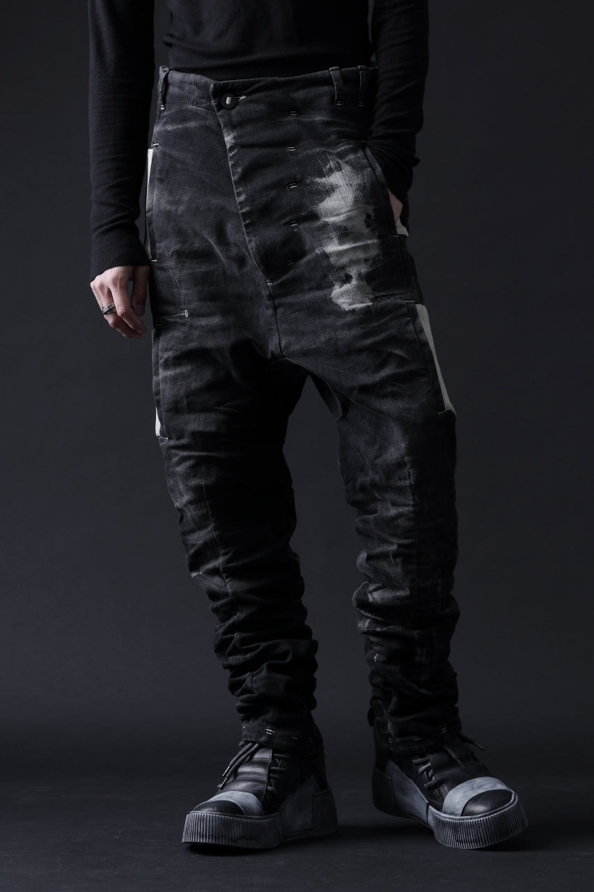 画像をギャラリービューアに読み込む, BORIS BIDJAN SABERI DROP CROTCH PANTS / STONE WASHED & USED EFFECT & BODY MOLDED "P24-F1603K" (BLACK DENIM)