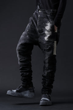 画像をギャラリービューアに読み込む, BORIS BIDJAN SABERI DROP CROTCH PANTS / STONE WASHED & USED EFFECT & BODY MOLDED "P24-F1603K" (BLACK DENIM)