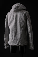 Load image into Gallery viewer, ISAMU KATAYAMA BACKLASH HOODED RIDERS JACKET / NATURAL DYED & GARMENT WASHED JP CALF (WHITE)