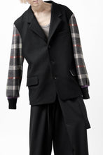 Load image into Gallery viewer, Y's BANG ON! No.176 2 STEP RIB JACKET /  WOOL MELTON SMOOTH + CHECKED JACQUARD (BLACK)