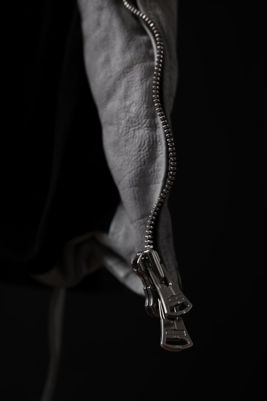Load image into Gallery viewer, ISAMU KATAYAMA BACKLASH HOODED RIDERS JACKET / NATURAL DYED & GARMENT WASHED JP CALF (WHITE)