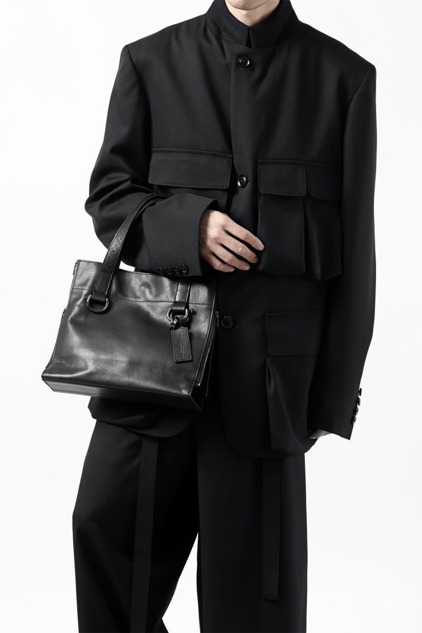 画像をギャラリービューアに読み込む, discord Yohji Yamamoto Side Zip Tote Bag S / Soft Shrink Cow Leather (BLACK)