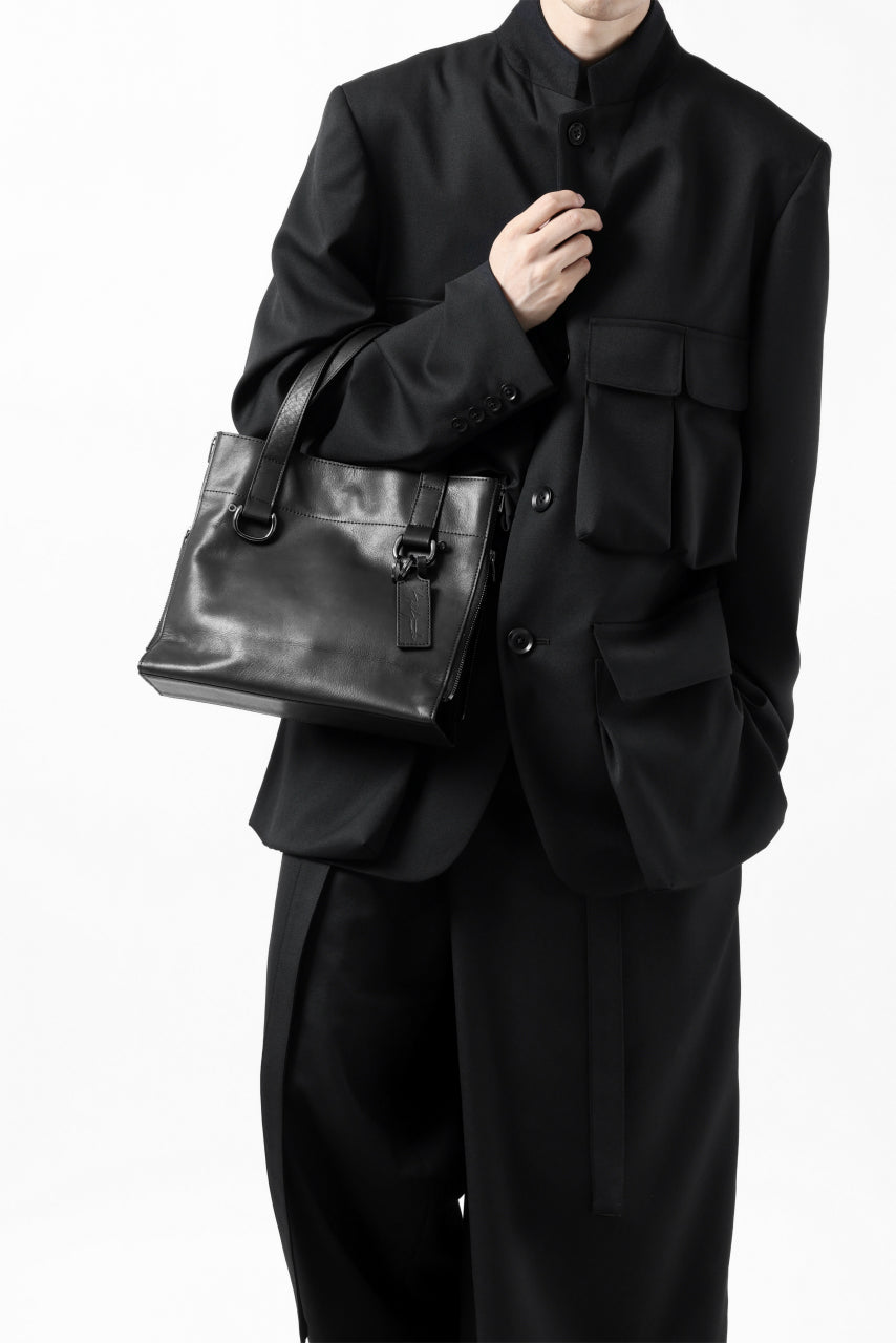 Load image into Gallery viewer, discord Yohji Yamamoto Side Zip Tote Bag S / Soft Shrink Cow Leather (BLACK)