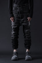 画像をギャラリービューアに読み込む, BORIS BIDJAN SABERI DROP CROTCH SLIM PANTS / STONE WASHED & USED EFFECT & BODY MOLDED "P23-F1603K" (BLACK DENIM)