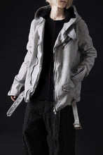 画像をギャラリービューアに読み込む, ISAMU KATAYAMA BACKLASH HOODED RIDERS JACKET / NATURAL DYED - GARMENT WASHED JP CALF (WHITE)