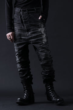 画像をギャラリービューアに読み込む, BORIS BIDJAN SABERI DROP CROTCH SLIM PANTS / STONE WASHED & USED EFFECT & BODY MOLDED "P23-F1603K" (BLACK DENIM)