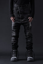 画像をギャラリービューアに読み込む, BORIS BIDJAN SABERI DROP CROTCH SLIM PANTS / STONE WASHED & USED EFFECT & BODY MOLDED "P23-F1603K" (BLACK DENIM)